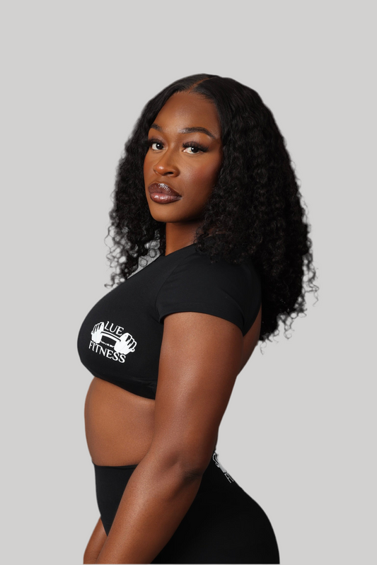 Backless Crop top shorts sleeve two piece set