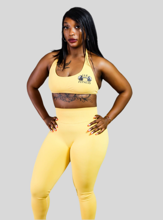 Halter Sports Bra yellow set