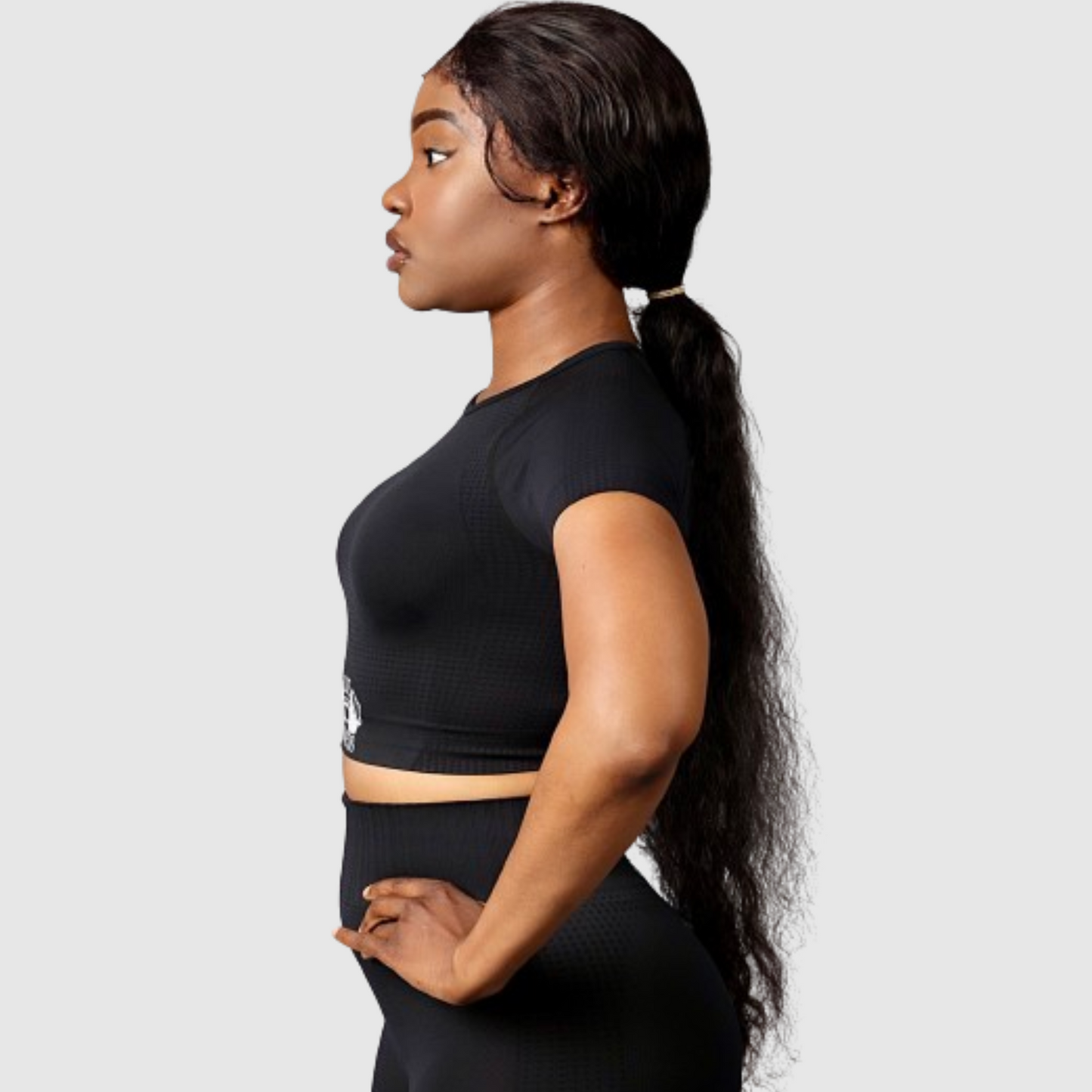 Women's Seamless Yoga Shirts Short Sleeve-Black