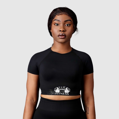 Women's Seamless Yoga Shirts Short Sleeve. Black